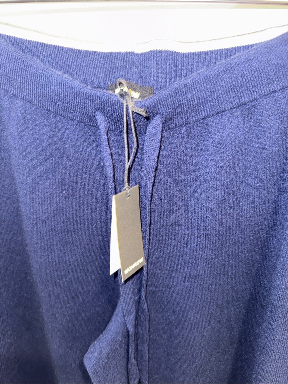 Monrow Navy Knit Drawcord Waist Pants with White Trim - Picture 3 of 6